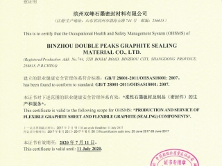 职业健康安全管理体系认证证书 Occupational Health and Safety Management System Certificate
